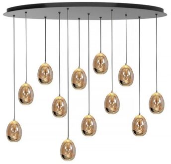 Highlight Hanglamp Golden Egg Ovaal 12 Lichts L 140cm Amber-zwart