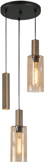 Highlight Hanglamp Perugia 2+1 lichts Ø 40 cm zwart amber