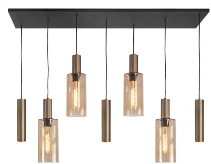 Highlight Hanglamp Perugia 4+3 lichts L 130 cm zwart amber Zilverkleurig