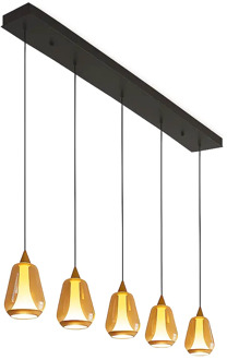 Highlight Hanglamp Tromba 5 lichts L 108 cm amber zwart