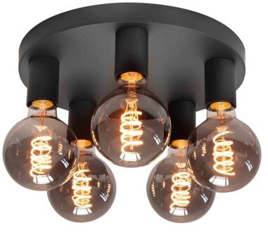Highlight Plafondlamp Basic Zwart 5 lichts Ø 30cm E27