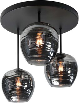 Highlight Plafondlamp Fantasy Apple 3 lichts Ø 45 cm rook glas