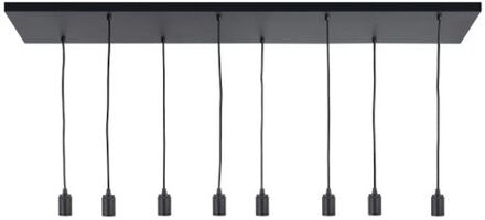 Highlight Plafondplaat 8 lichts L 130 x B 35 cm met snoer en fittinge Zwart
