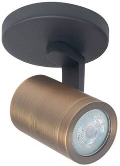 Highlight Plafondspot Halo, zwart/messing gebronsd Ø 10 cm 1-lamp. zwart, gepolijst messing