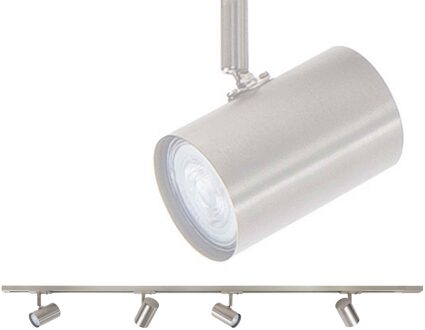 Highlight Railsysteem Trackline 150 cm + 4 cilinder spots mat chroom Zilver