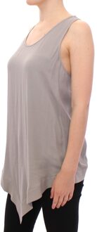 Highlow Hemline Mouwloze Top Grijs