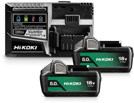 Hikoki BoosterPack - 2x 18V/5.0Ah accu BSL1850MA + Lader UC18YSL3 - UC18YSL3WKZ