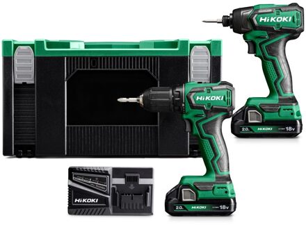 Hikoki KC18DD WFZ Voordeelpack | DS18DD Accu Boor-Schroefmachine + WH18DD Slagschroevendraaier | 2X 2,0Ah Accu's + lader | In HSC III - KC18DDWFZ