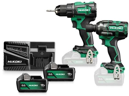 Hikoki KC18DEWKZ | Accu Combopack | DS18DE +WR18DE | 18 V | 2x5,0 Ah accu's + lader | In HSC III koffer - KC18DEWKZ