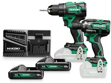 Hikoki KC18DEWLZ | Accu Combopack | DS18DE +WR18DE | 18 V | 2x 4,0 Ah accu's + lader | In HSC III koffer - KC18DEWLZ