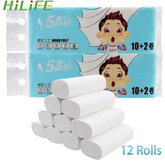 Hilife 12 Rolls 5 Ply Witte Wc Papier Rolling Papier Wc Roll Badkamer Tissue Roll Voor Thuis Keuken Accessoires