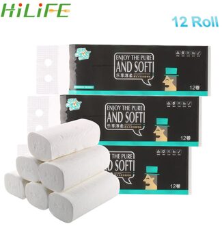 Hilife 12 Rolls/Lot Toiletpapier Coreless Toiletpapier 4 Lagen Toilet Roll Paper Thuis Bad Keuken Tissue Roll houtpulp