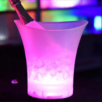 Hilife 5L 4 Kleur Waterdichte Plastic Led Ijsemmer Bar Nachtclub Licht Up Champagne Whisky Bier Emmer Bars Night Party Roze