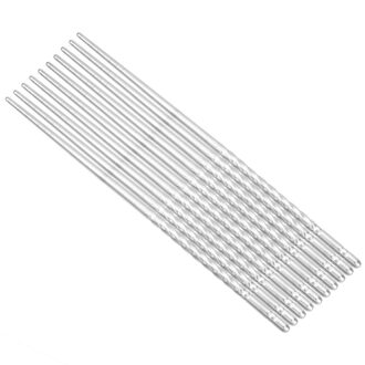 HILIFE Duurzaam Servies Blauw en Wit Patroon Holle Anti-brandwonden Antislip Eetstokjes 5 Paar Rvs 201