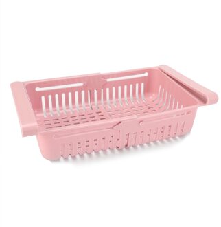 Hilife Keuken Opbergrek Koelkast Organisator Plank Opslag Koelkast Lade Telescopische Voedsel Fruit Snack Container Houder Roze
