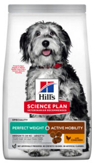 Hill's 2x 12kg Hill's Science Plan Adult Perfect Weight & Active Mobility Medium met Kip Hondenvoer droog