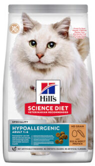 Hill&apos;s Hill's Adult Hypoallergenic met ei en insectproteine kattenvoer 2 x 7 kg