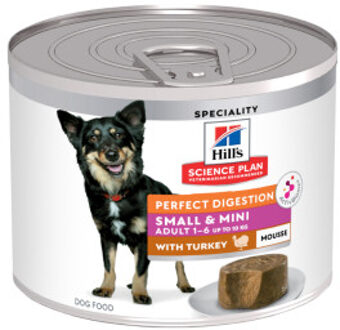 Hill's Hill's Adult Perfect Digestion Small & Mini mousse nat hondenvoer met kalkoen blik 12 x 200 g