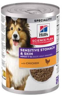 Hill&apos;s Hill's Adult Sensitive Stomach & Skin nat hondenvoer met kip blik 2 trays (24 x 370 g)