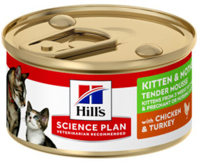 Hill's Hill's Kitten & Mother Tender Mousse nat kattenvoer met kip en kalkoen blik 2 trays (48 x 85 g)