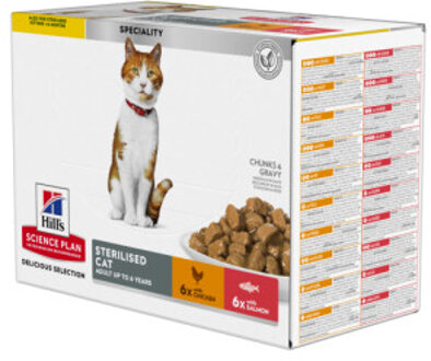 Hill&apos;s Hills Science Plan Sterilised - Adult - Kip/Lam - Kattenvoer - 12 x 85 g