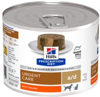 Hill's Prescription Diet A/D Urgent Care natvoer hond / kat met kip blik 1 tray (12 x 200 g)