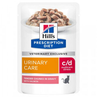 Hill's Prescription Diet C/D Multicare Stress Urinary Care nat kattenvoer met zalm maaltijdzakje 8 dozen (96 x 85 g)