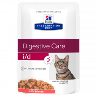 Hill's Prescription Diet I/D Digestive Care nat kattenvoer met zalm maaltijdzakje multipack 1 doos (12 x 85 g)
