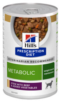 Hill's Prescription Diet Metabolic stoofpotje voor hond met rund & groenten blik 1 tray (12 x 354 g)