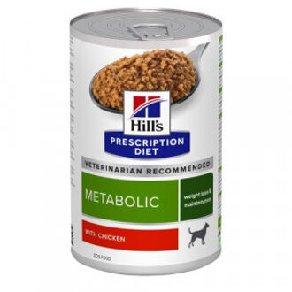 Hill's Prescription Diet Metabolic Weight Management nat hondenvoer met kipsmaak blik 4 trays (48 x 370 g)