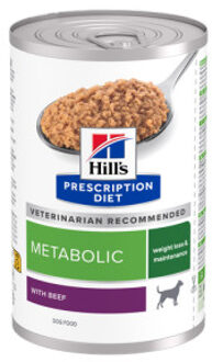 Hill's Prescription Diet Metabolic Weight Management nat hondenvoer met rund blik 1 tray (12 X 370 g)