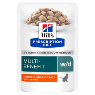 Hill's Prescription Diet W/D Multi-Benefit natvoer kat met kip maaltijdzakje 96 x 85 g