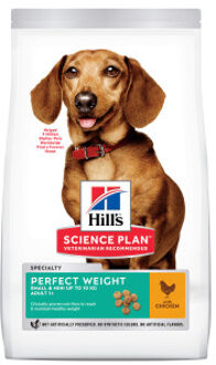 HILL'S SCIENCE PLAN 2x6kg Adult 1+ Perfect Weight Small & Mini met Kip Hill's Science Plan Hondenvoer