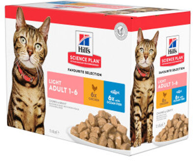 HILL'S SCIENCE PLAN 48x85g Feline Adult Light maaltijdzakjes Vis selectie Hill's Science Plan Kattenvoer