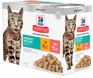 HILL'S SCIENCE PLAN Feline Pouch Adult Perfect Weight Multipack 12x85 g