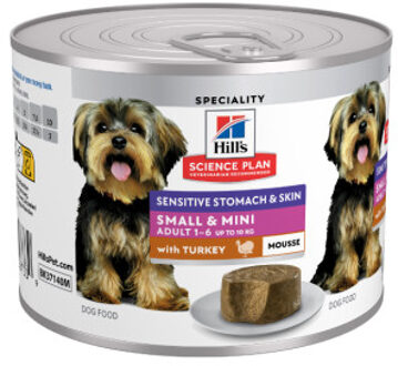 HILL'S SCIENCE PLAN Hill's Adult Sensitive Stomach & Skin Small & Mini nat hondenvoer met kalkoen blik 2 trays (24 x 200 g)
