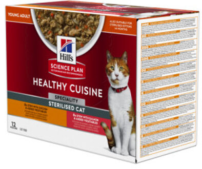 HILL'S SCIENCE PLAN Young Adult Sterilised Healthy Cuisine met Kip & Zalm - 48 x 80 g