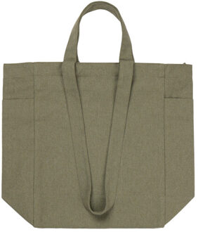Hilo aware gerecyclede canvas boodschappentas met rits Groen - One size