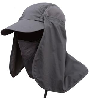 Himiss Mannen En Vrouwen Outdoor Zonwering Vissen Hoed Met Afneembare Gezicht Hals Cover Flap Zomer Fietsen Sneldrogend Cap donker grijs