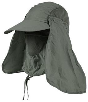 Himiss Mannen En Vrouwen Outdoor Zonwering Vissen Hoed Met Afneembare Gezicht Hals Cover Flap Zomer Fietsen Sneldrogend Cap donker groen