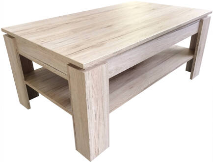 Hioshop Aboma salontafel met 1 plank eiken decor. Geel