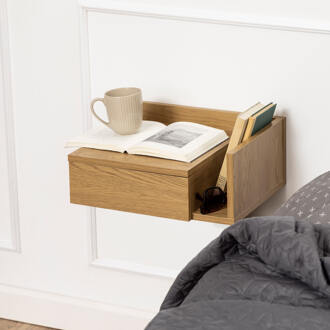 Hioshop Akura nachtkastje wandmontage naturel. Beige