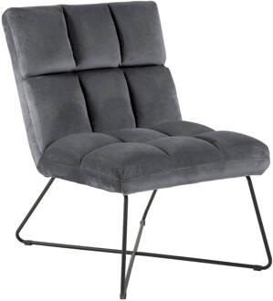 Hioshop Alice fauteuil , ligstoel velours grijs.