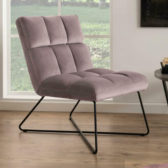 Hioshop Alice fauteuil , velours roze. Wit