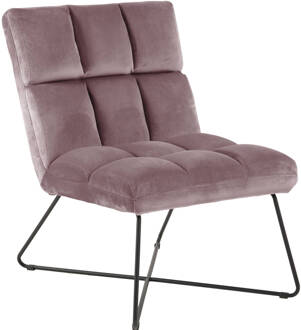 Hioshop Alice fauteuil , velours roze. Wit