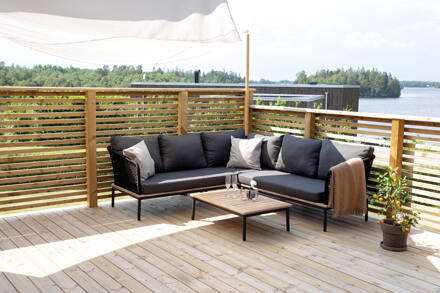 Hioshop Andorra loungeset 2 delen zwart,naturel.