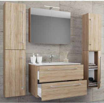Hioshop Badinos badkamer B 60 cm, spiegelkast, Sonoma eiken decor. Geel