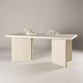 Hioshop Bassholmen eetkamertafel 90x180 cm whitewash. Wit