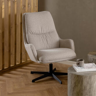 Hioshop Bokom fauteuil draaifunctie beige.