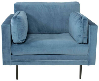 Hioshop Boom II fauteuil velours blauw.